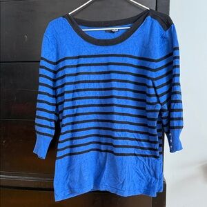Women's Blue & Black Striped Knit Camisole - Casual Boatneck